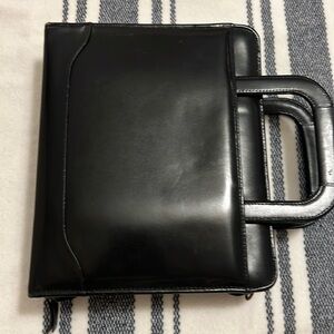 Franklin Quest/Covey 7-Ring Planner Black Full Grain Aniline Leather w/ Handles